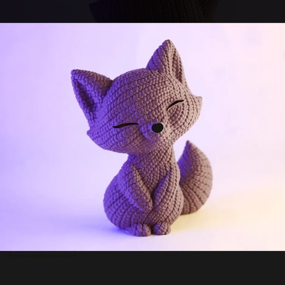 3D Printed Knitted Fox Figurine